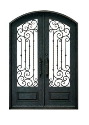 China Double Swing Ornamental Iron Parts Exterior Iron Front Doors European Style for sale